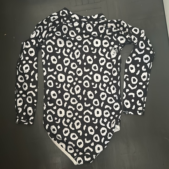 Black/White Leopard Girls Bathing Suit - Picture 5 of 5